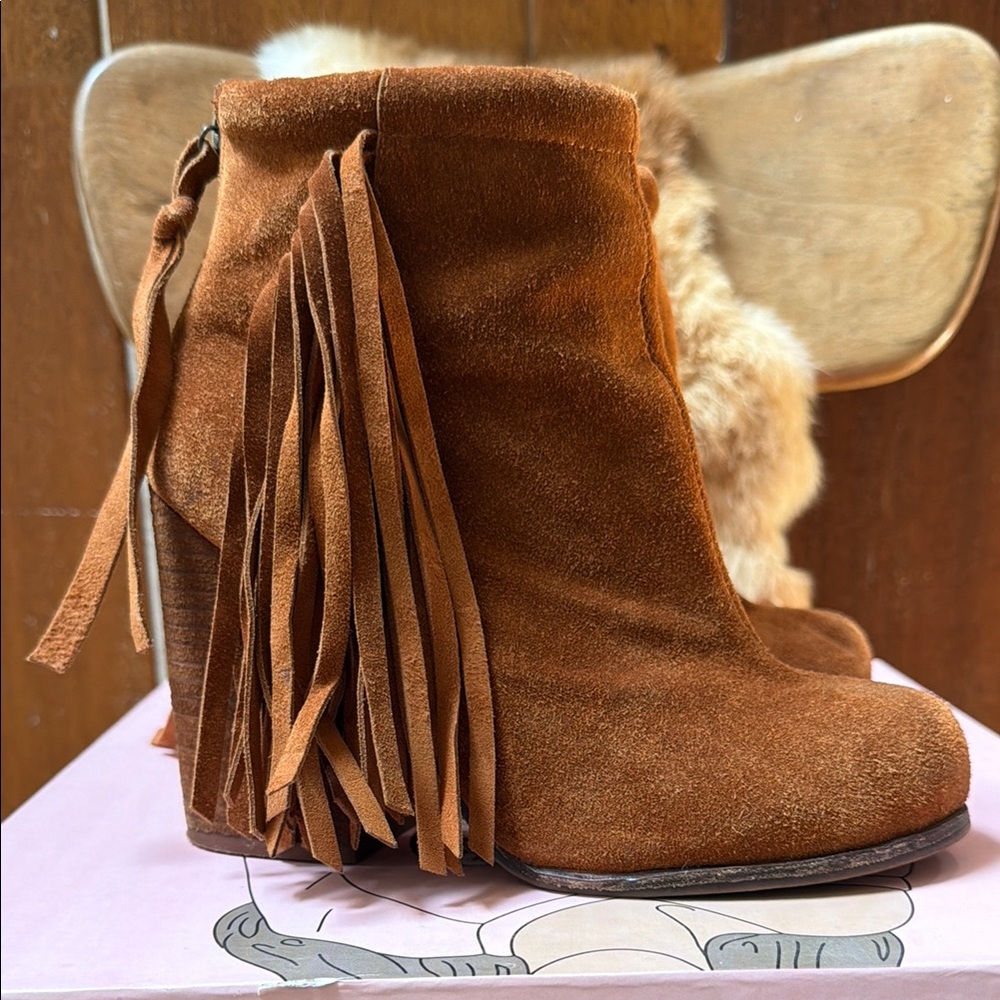 Rumble Fringe Suede Ankle Boots - Jeffrey Campbell